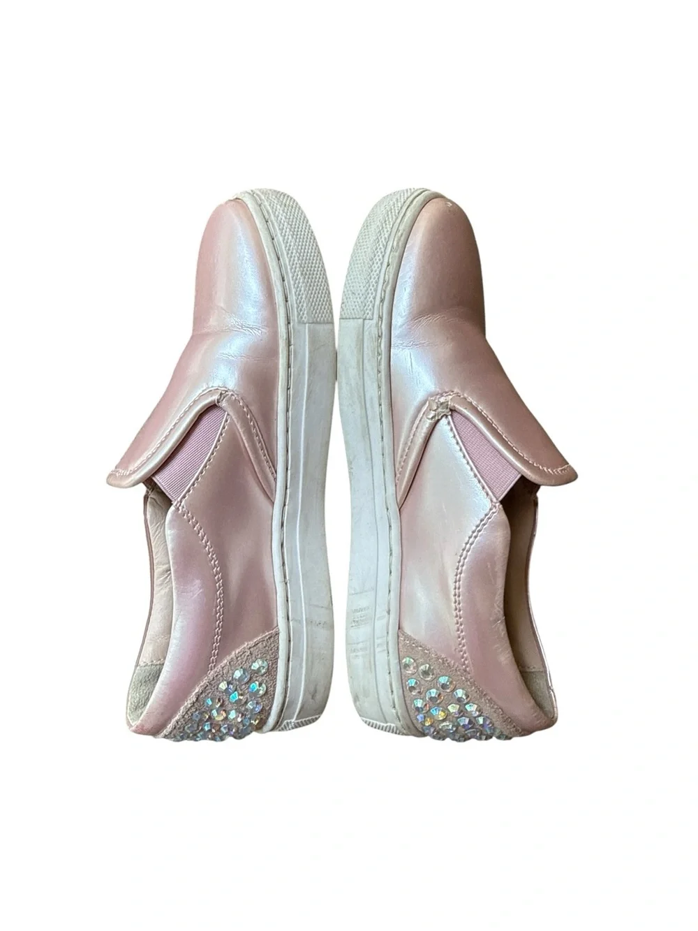 Blumarine Girls Metallic Pink Rhinestone Slip On Sneakers Size EU 29 l